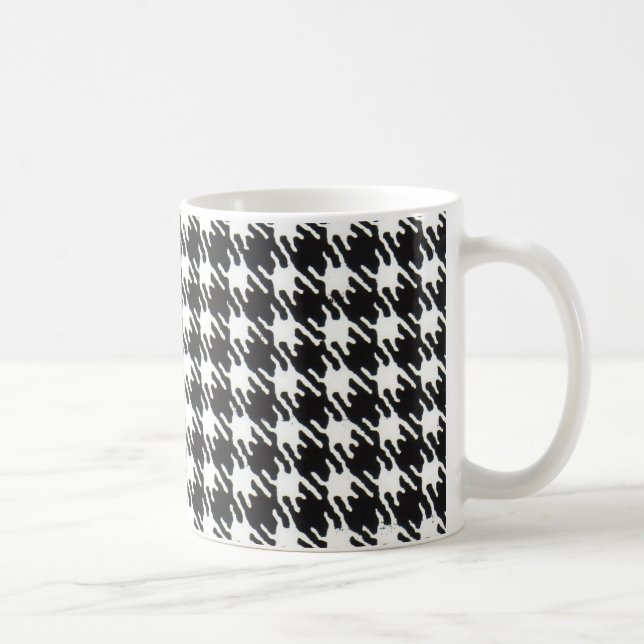 Svartvit houndstooth mönster anpassade kaffemugg (Höger)