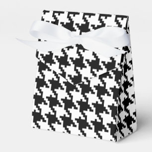 Svartvit houndstooth mönster personligt bröllp presentaskar