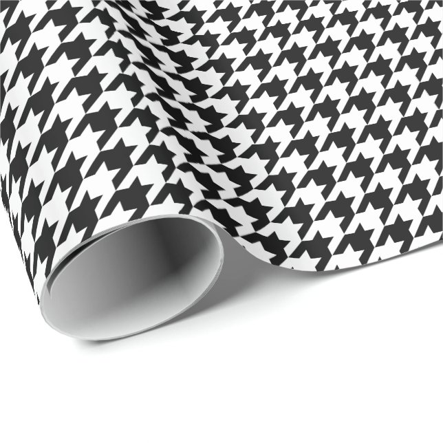 Svartvit Houndstooth Mönster Presentpapper (Rullad Hörn)