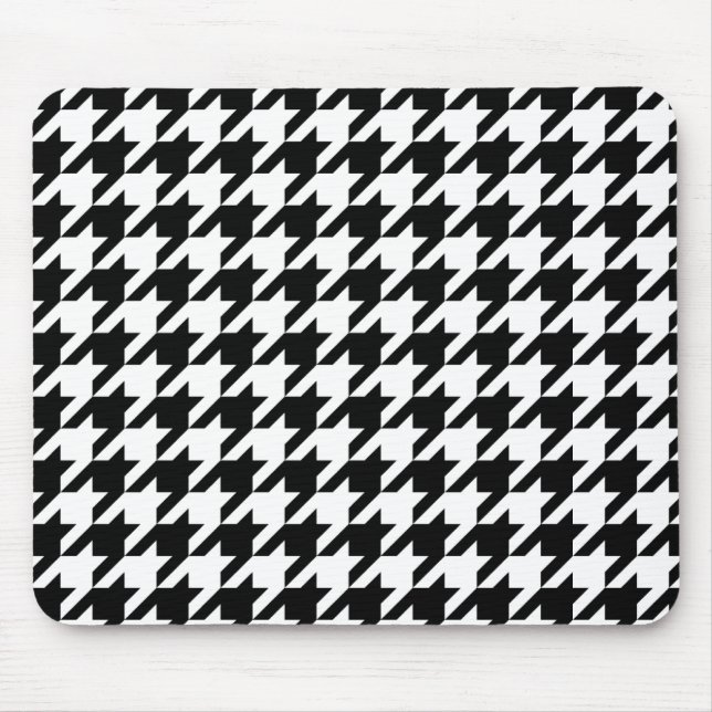 Svartvit Houndstooth Musmatta (Framsidan)