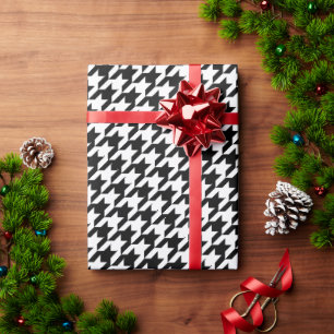 Svartvit Houndstooth Presentpapper
