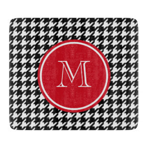 Svartvit Houndstooth röd Monogram