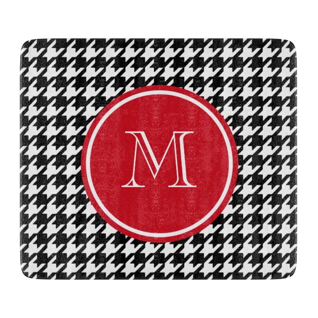 Svartvit Houndstooth röd Monogram (Framsidan)