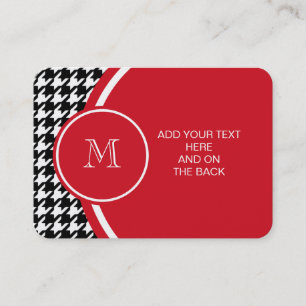 Svartvit Houndstooth röd Monogram Visitkort