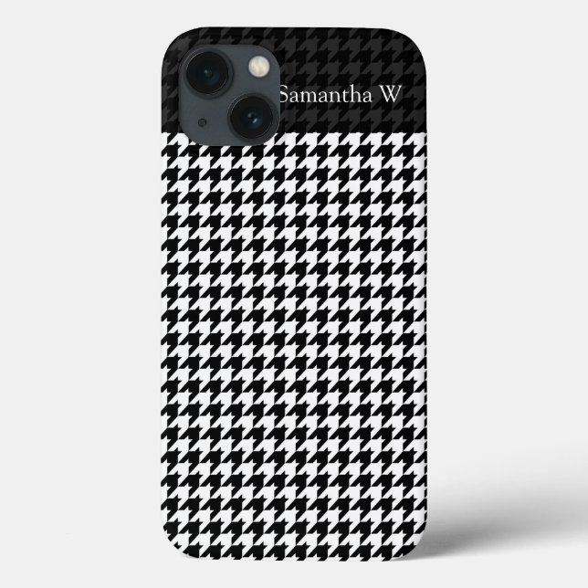 Svartvit Houndstooth Snyggt Mode Designer (Baksida)