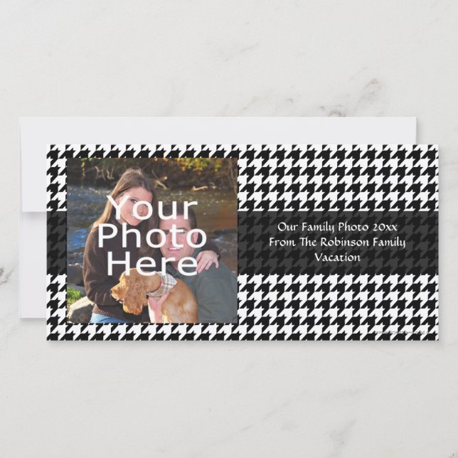 Svartvit Houndstooth Snyggt Mode Designer (Framsida)