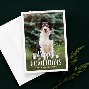 Svartvit Hund med valpar i lycklig Howlidays Julkort