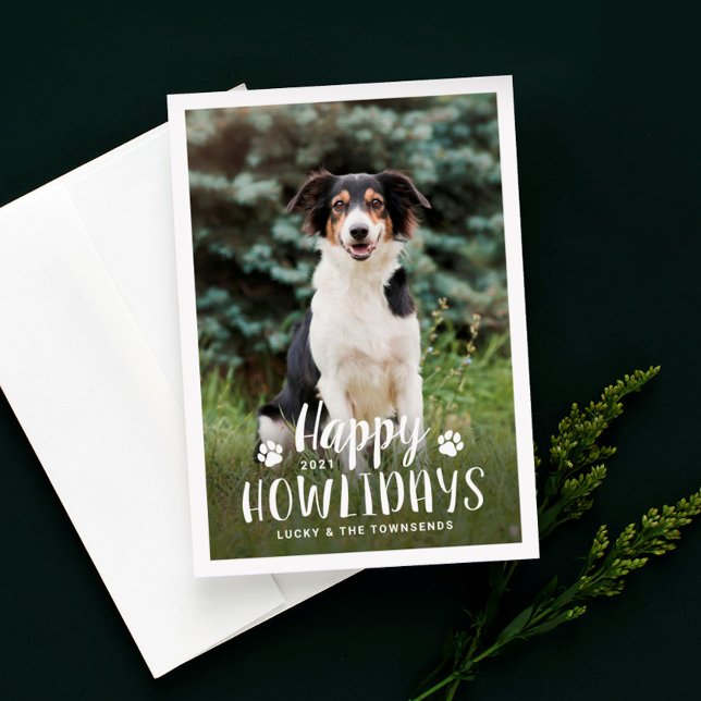Svartvit Hund med valpar i lycklig Howlidays Julkort (Skapare uppladdad)