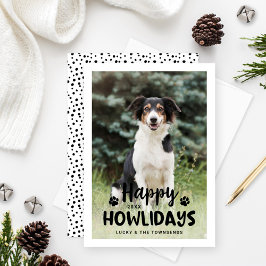 Svartvit Hund med valpar i lycklig Howlidays Julkort