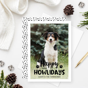 Svartvit Hund med valpar i lycklig Howlidays Julkort