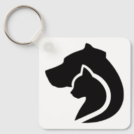 Svartvit Hund och katt Nyckelring