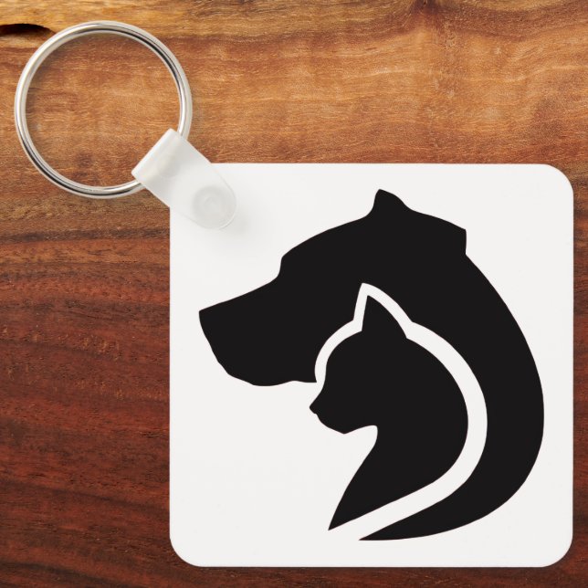 Svartvit Hund och katt Nyckelring (Framsida)