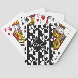 Svartvit Hund och Rand Monogram Casinokort