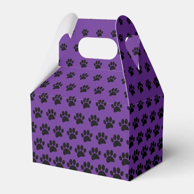 Svartvit Hund Paw Skriv ut Mönster Anpassningsbar Presentaskar (Framsidan Sidan)