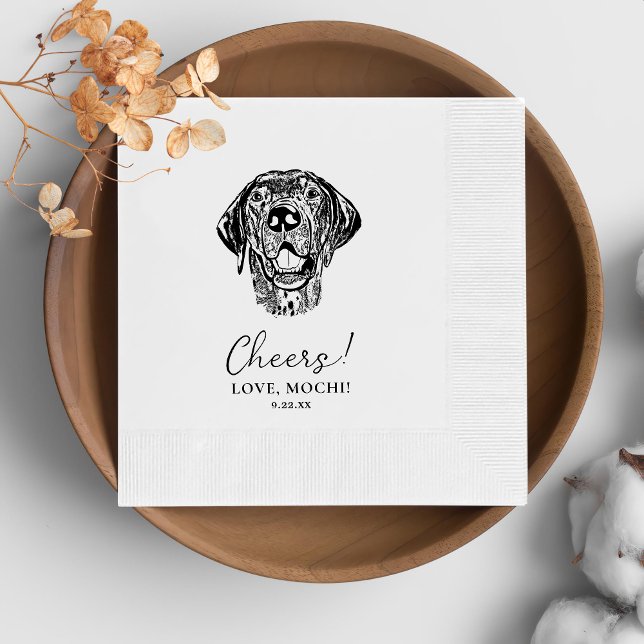 Svartvit Hund Personlig Bröllop Napkins Pappersservett (Skapare uppladdad)