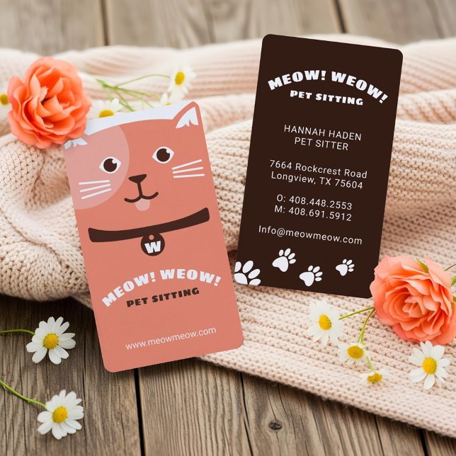 Svartvit Hund Pet Sitta & Gromming i Lycklig Visitkort (Fun Cute Happy Dog Cat Pet Sitting & Grooming Business Card)