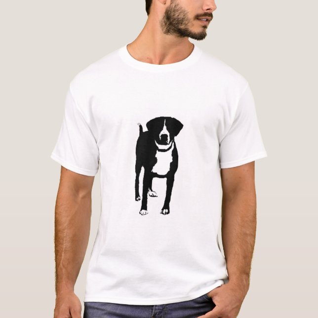 svartvit hund t-shirt (Framsida)