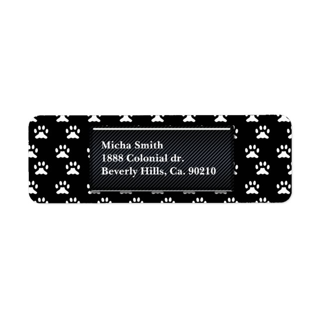 Svartvit Hund Tass Monogram Returadress Etikett (Framsidan)