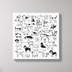 Svartvit Hundar   Olika Hundraser Canvastryck