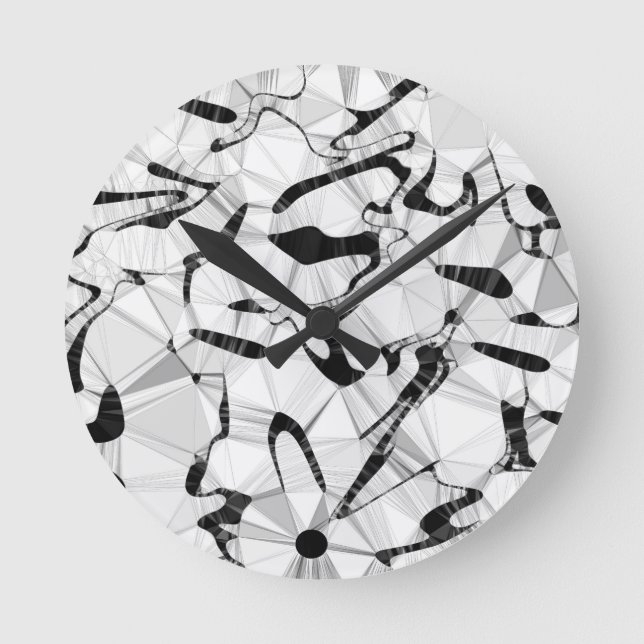 Svartvit i Rörelse Round Clock Rund Klocka (Framsida)