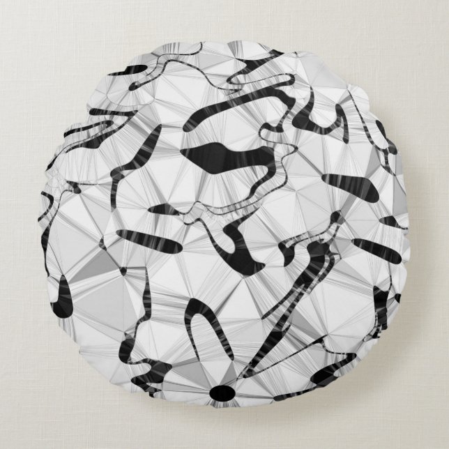 Svartvit i Rörelse Round Cushion Rund Kudde (Framsidan)