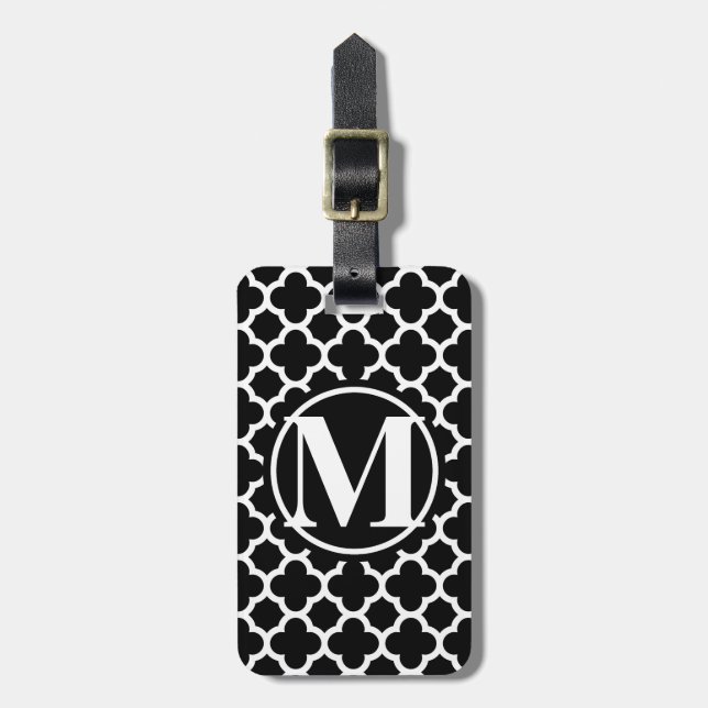 Svartvit III Monogram Bagagebricka (Vertikal Framsida)