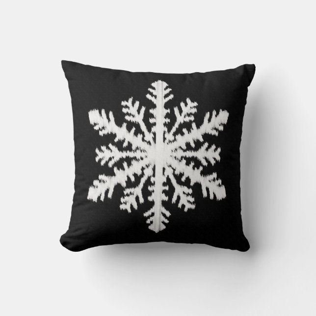 Svartvit Ikat Snowflake - Kudde (Framsida)