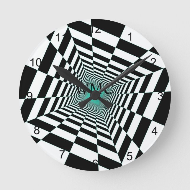 Svartvit Illusion Rund Klocka (Framsida)