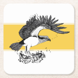 Svartvit illustration av Osprey Underlägg Papper Kvadrat