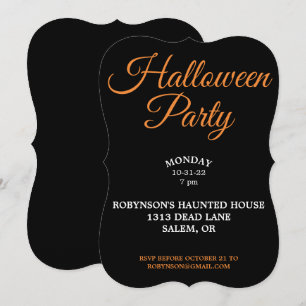 Svartvit inbjudan från halloween fest