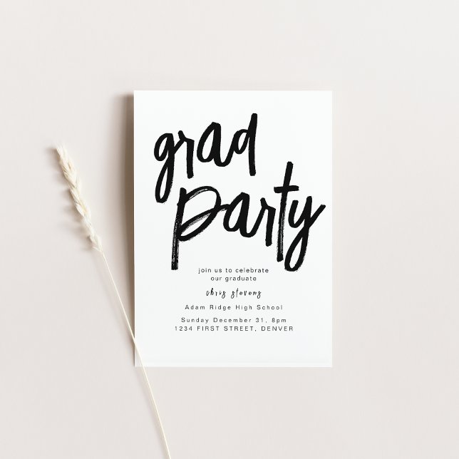 Svartvit inbjudan Grad Party (Skapare uppladdad)