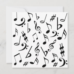 Svartvit inbjudan till Anpassadet musik noter