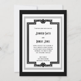 Svartvit inbjudan till bröllopsinbjudan till Silve
