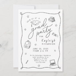 Svartvit inbjudan till Grad-partiet Hand plockade