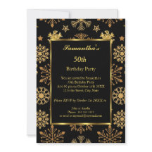 Svartvit inbjudan till Guld i 50:e vinterFödelseda