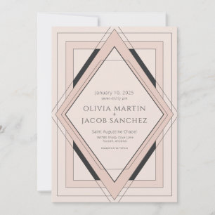 svartvit inbjudan till minimal Vintage-deco-