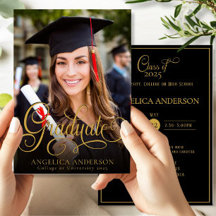 Svartvit inbjudan till Student Photo Script Guld