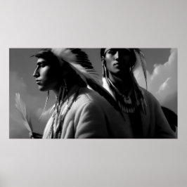 Svartvit Indian 2 manar monokroma Poster