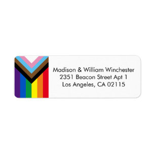 Svartvit inkl. regnbåge gay pride flagga returadress etikett
