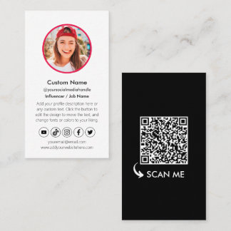 Svartvit Innehåll-skapare, QR-kod, Social-media Visitkort