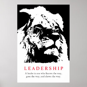 Svartvit inspirerande ledarskap Lejon Poster