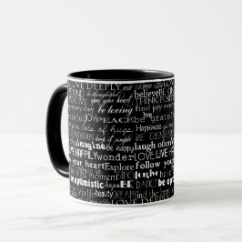 Svartvit inspirerande Ord Mugg