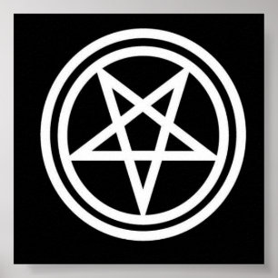 Svartvit inverterad pentagramkanvastryck poster
