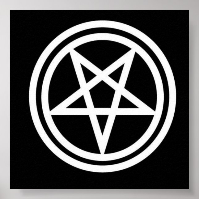 Svartvit inverterat pentagram-kanvastryck poster (Framsidan)