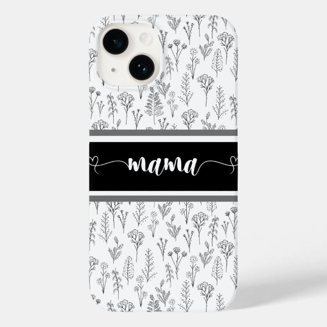 Svartvit Iphone case för Mamma (Baksida)