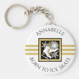 Svartvit isskal i guld Glitter Anpassningsbar Rund Silverfärgad Nyckelring