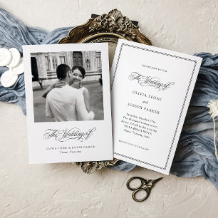 Svartvit Italienska Elegance Photo Bröllop Inbjudningar