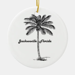 Svartvit Jacksonville & handflatandesign Julgransprydnad Keramik
