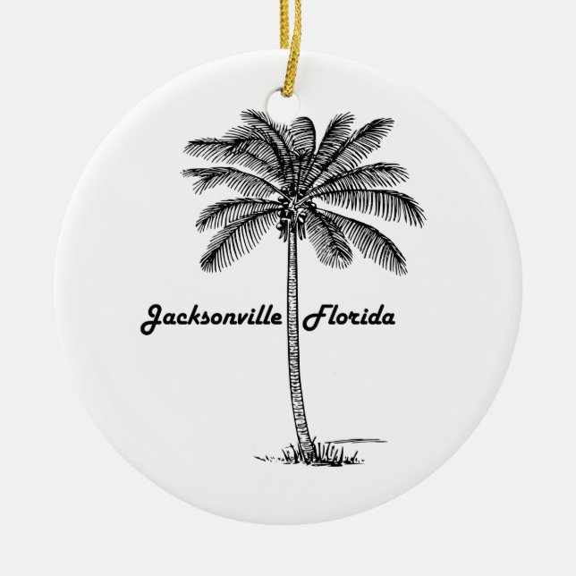 Svartvit Jacksonville & handflatandesign Julgransprydnad Keramik (Framsidan)