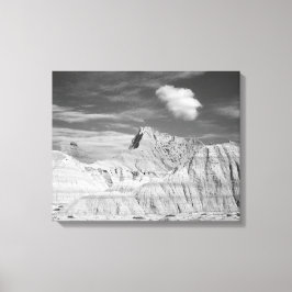 Svartvit Jagged Peaks i Badlands 16 x 20 Canvastryck